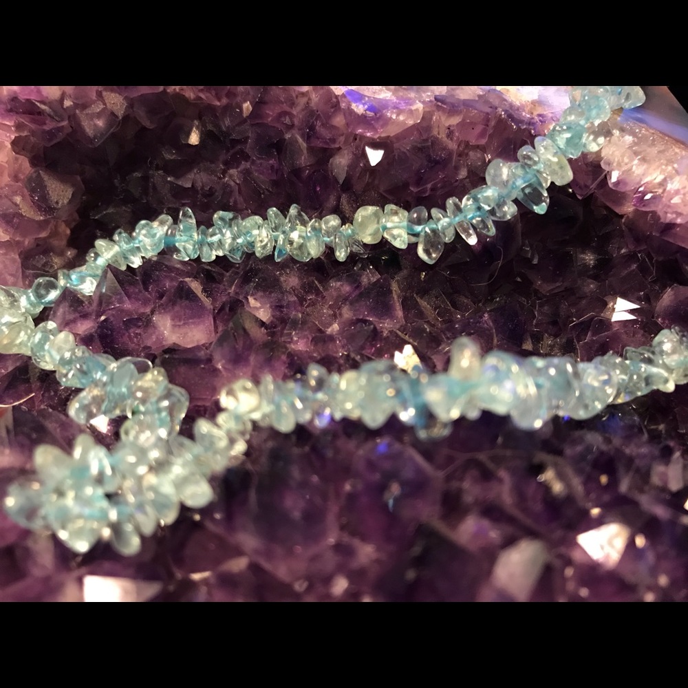 New-Blue Aquamarine Bead Necklace
